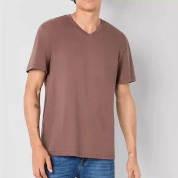 Arizona Jean Company Classic Brown V-Neck Men's Tee - Picture 1 of 8